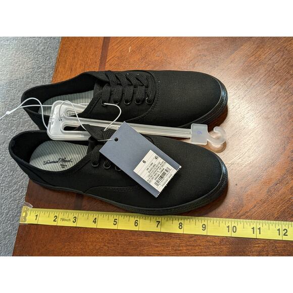 Universal Thread Lace Up Sneakers Size 6 Black Staple Lunea Tennis Shoes Canvas - Picture 10 of 13